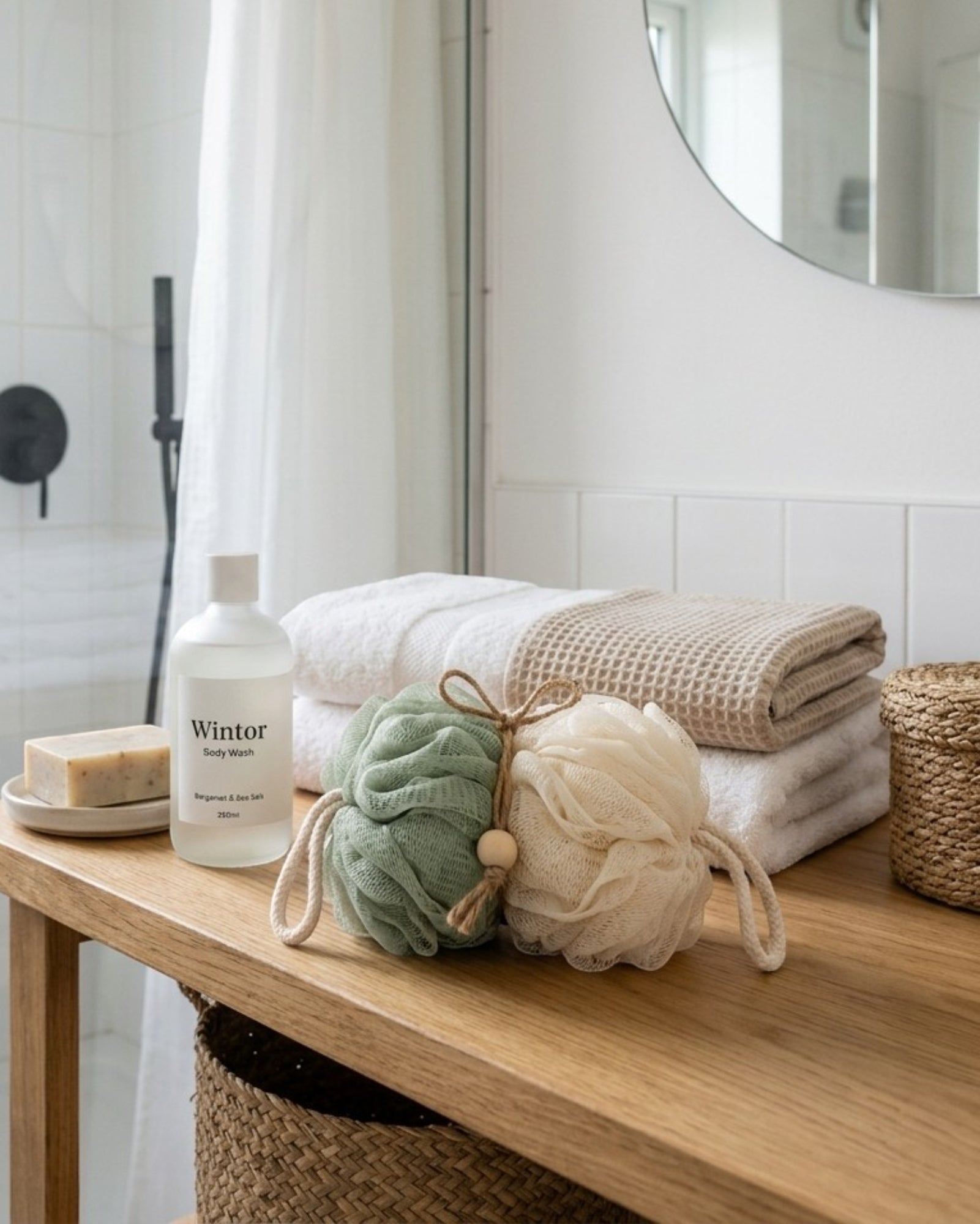 Wintor Travel-Friendly Compact Shower Pouf Bundle